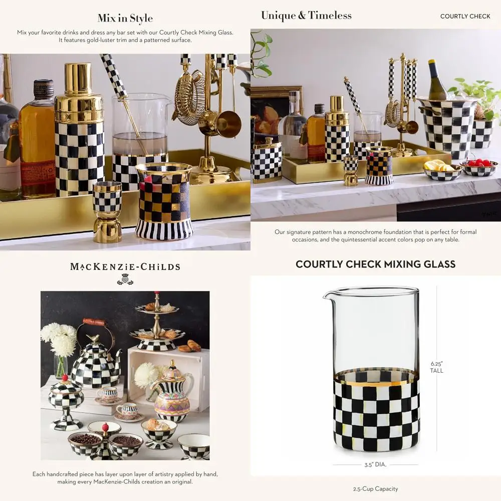 

Black-and-White Striped 2.5 Cup Tall Mixing Glass with Spout, Bar Tool