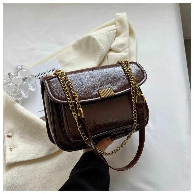 2024 Nowa modna klapka Retro Oil Leather Chain Shoulder Strap Small Box Bag designer luxury bag bolsos de mujer vip