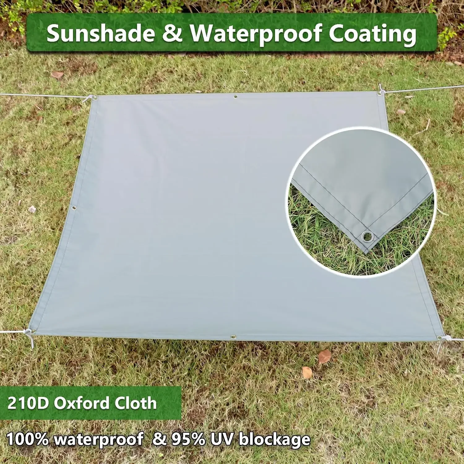 Waterproof Shade Cloth with Grommets Tent Tarp Cover Sunshade Sails Awning Rain Tarp for Outdoor Garden Patio Camping Hiking 5
