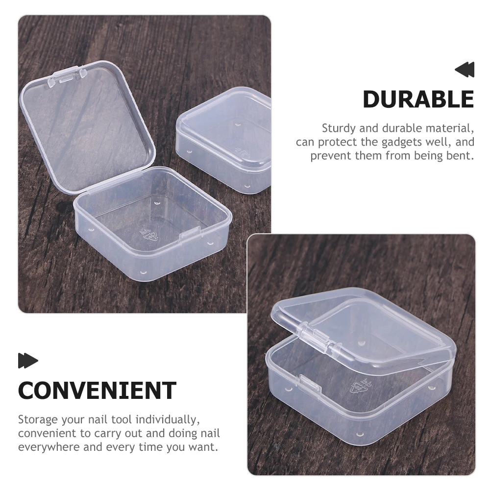 

50pcs Flip Top Storage Boxes Transparent Clear Container For Jewelry Beads Nails Organizing Travel Earring Case Rhinestone