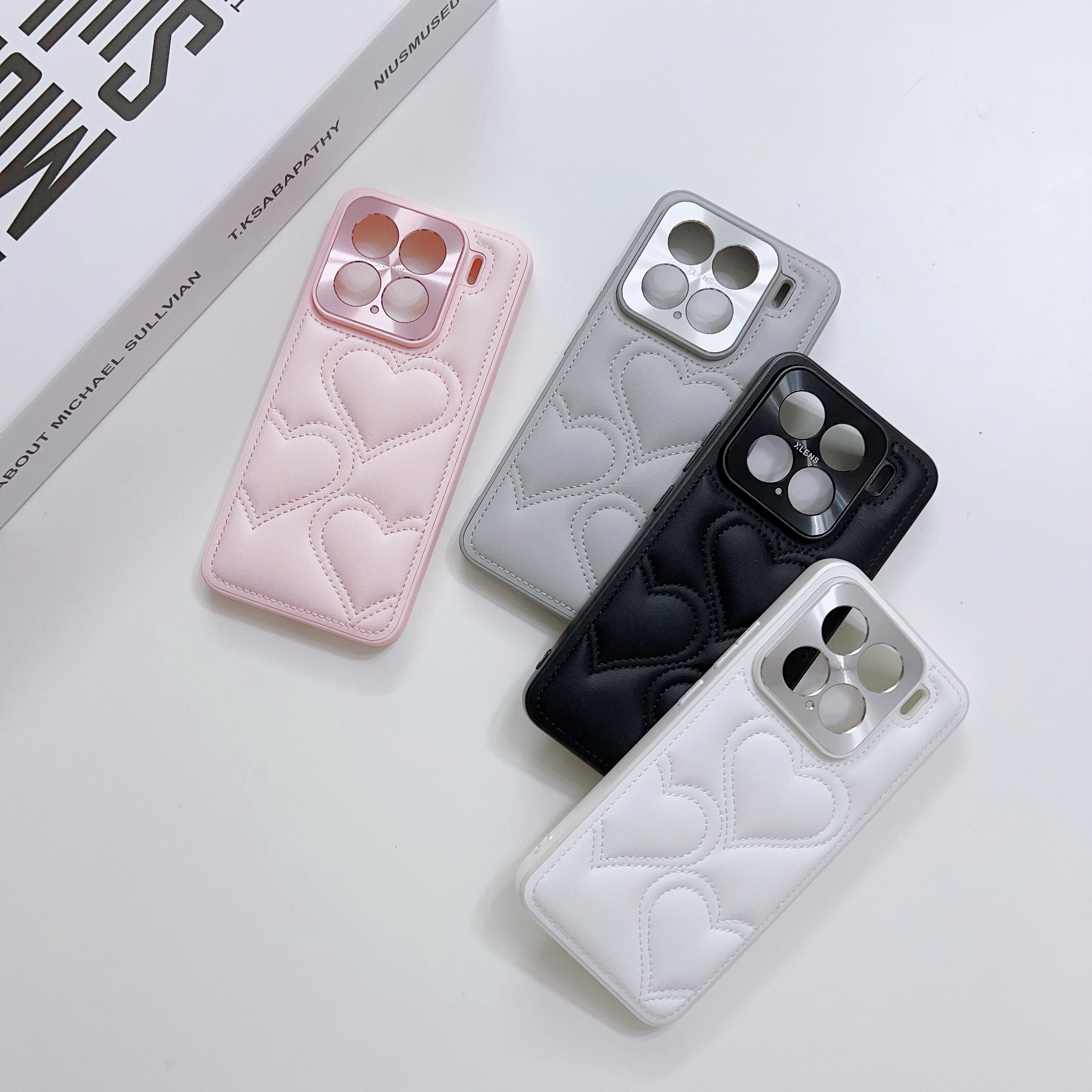 حافظة جلدية مغناطيسية لهاتف Xiaomi 15 Ultra Mi 15 14 13 Pro واقي عدسة من سبائك الألومنيوم ثلاثي الأبعاد غطاء ناعم لحماية الكاميرا