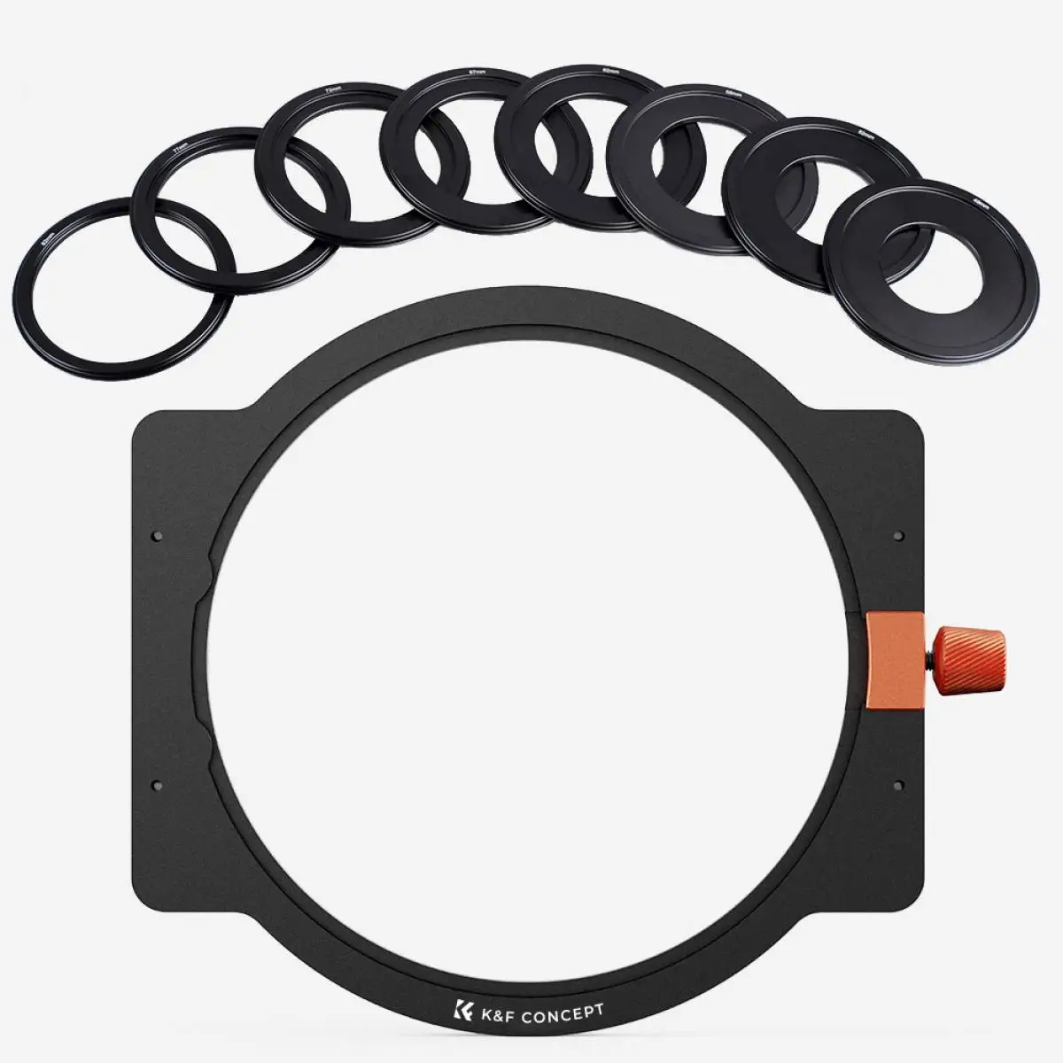 K&F Concept 100mm Square Filter Holder with 49-82mm Filter Adapter Rings Aluminum Filter Holder NANO-X Series Wide Angle Lens