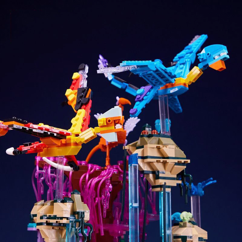 Pandoran Cave Biome Bouwstenen Kit MOC Bioluminescerend Alien Ecosysteem met Planten & Wezens 2986PCS Sci-Fi Model Bricks