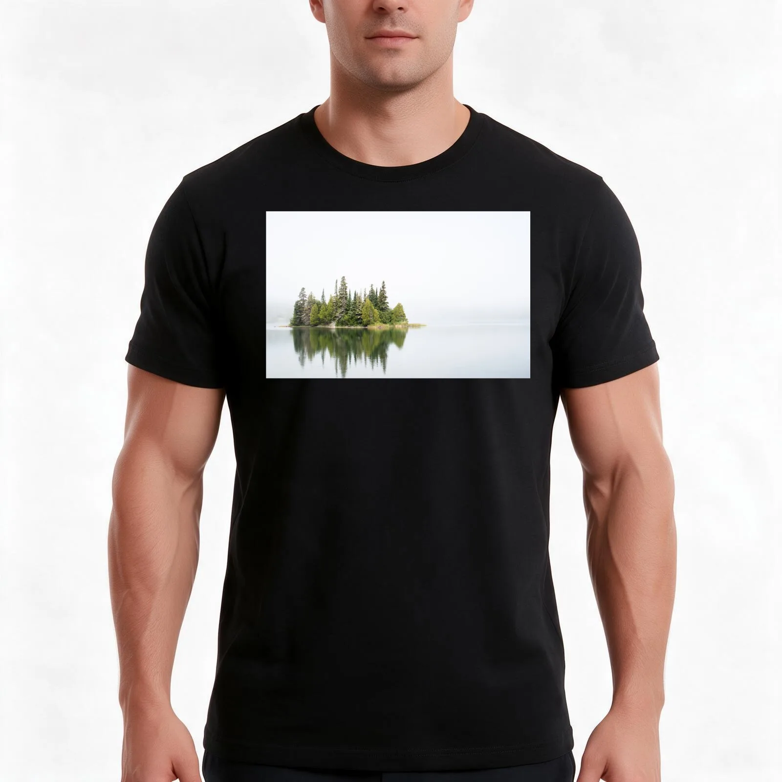 A Misty Isle Royale T-Shirt, Summer Casual Cotton Tee, Oversized Streetwear Tops, Vintage Graphic Print, Loose Fit Short Sleeve