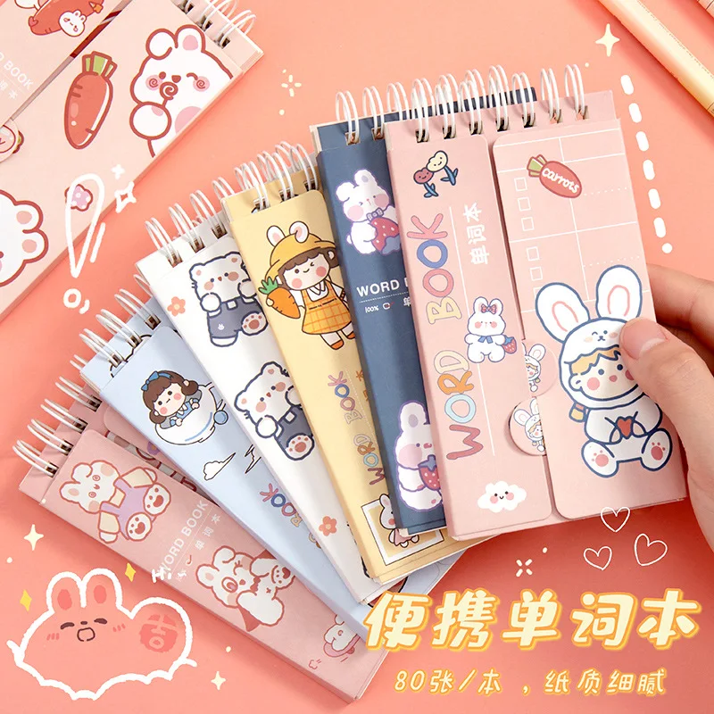 1pcs Pocket English Word Book Cute Cartoon Learn Foreign Words Memo Notebook Coil Student Portable Notepad