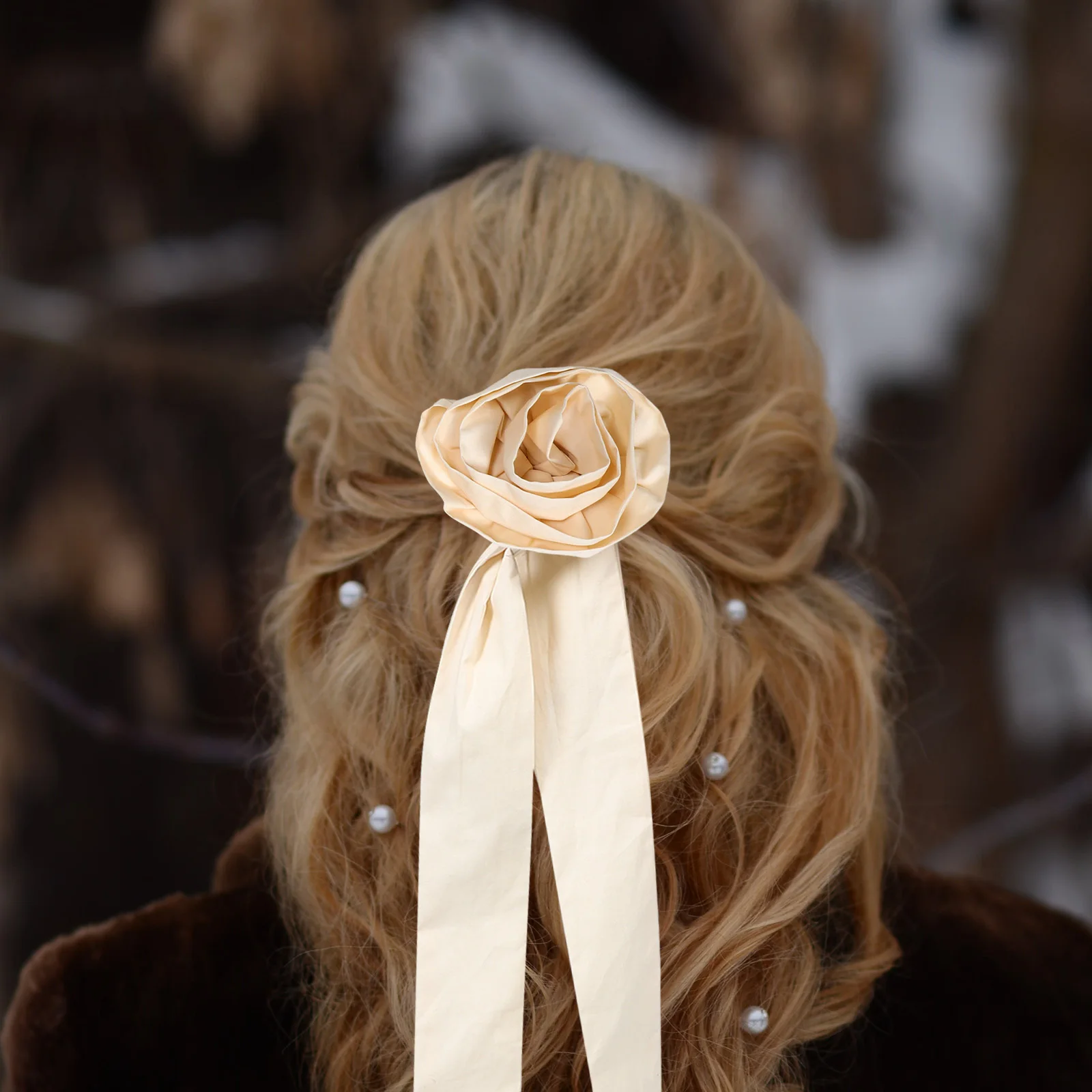 

Floral Ribbon Hair Tie Elegant Lightweight No Crease Decorative Scrunchies for Weddings Parties Girls Hair Accessories