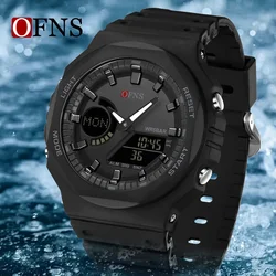 OFNS Top 6016 Casual Men's Sports Watch Time Code Second Generation Luminous LED Display Quartz Watches Men's Waterproof