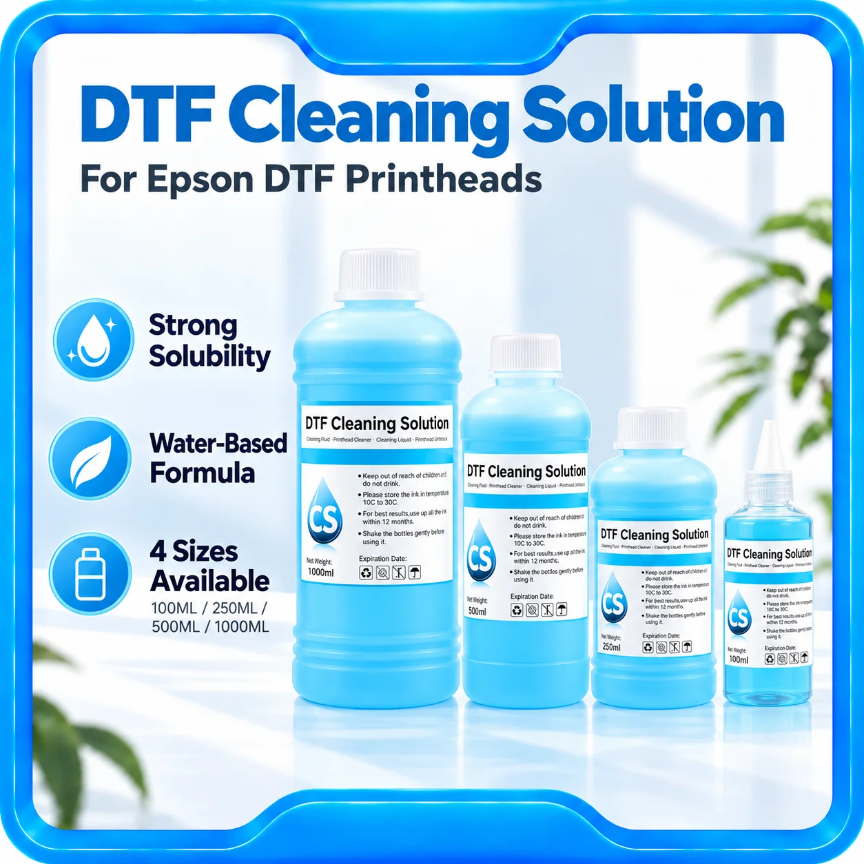 Powerful DTF Cleaning Solution Liquid for Epson DX5 DX7 L1800 L805 L800 1390 I3200 DTF ink cleaning Liquid (4 capacities Option)