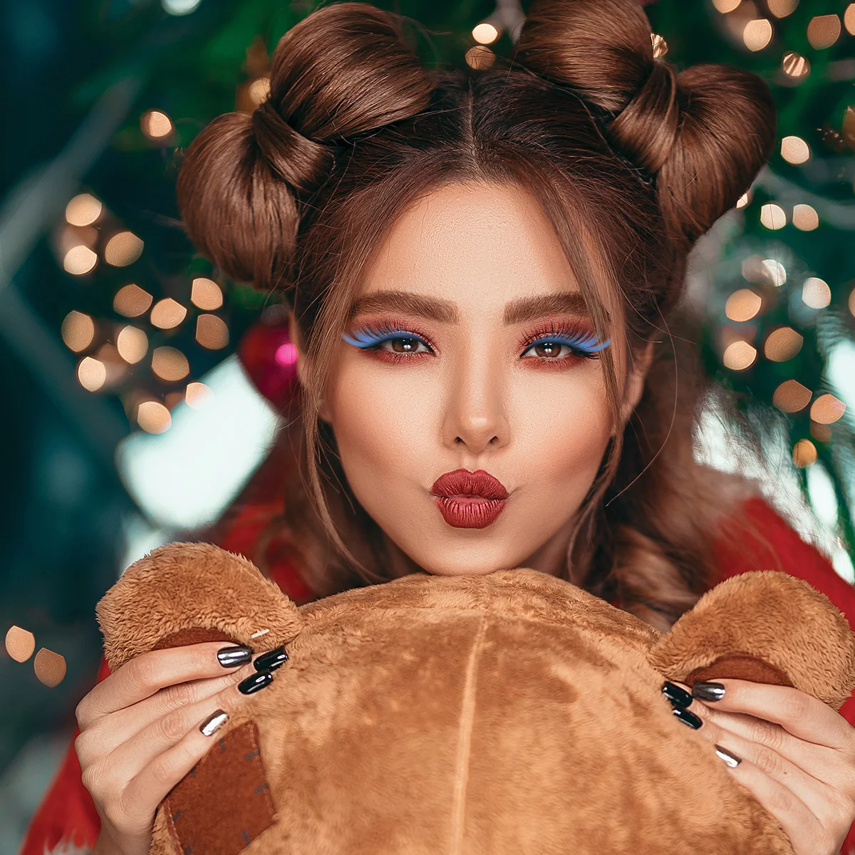 

Blue False Eyelashes Reusable Curved For Halloween Party Cosplay Night Out Stage Performance Makeup Tools Fake Eyelashes