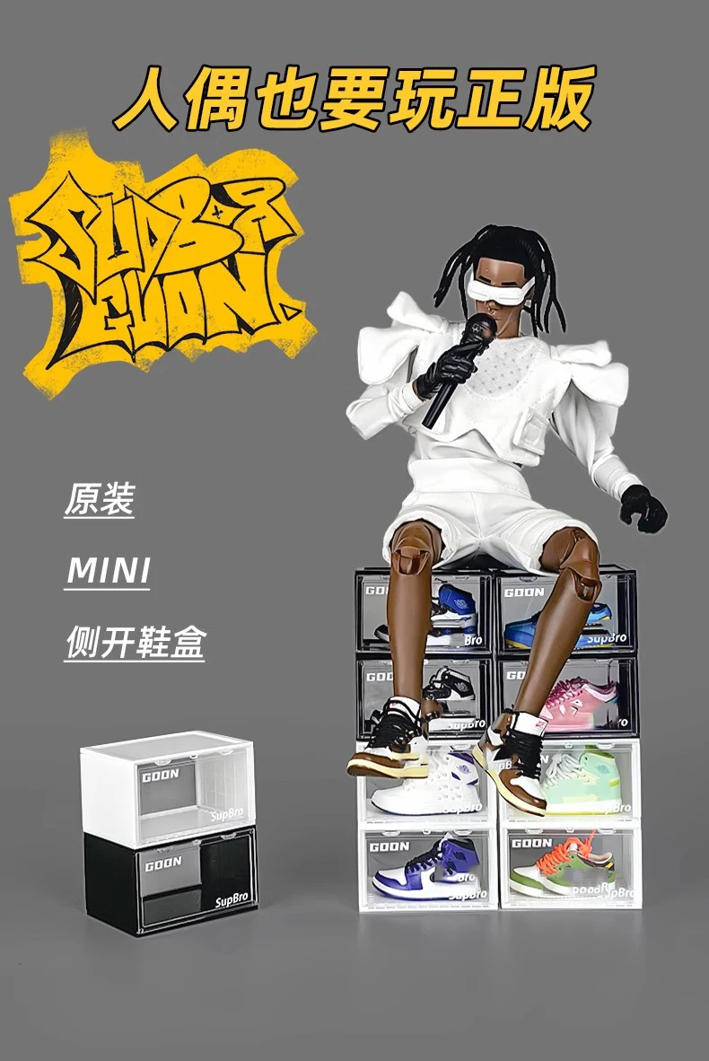 GOON×SupBro 1/6 Scale Soldier Mini Exclusive Black White Transparent Shoes Box For 12inch Action Figure Doll Decoration Gifts