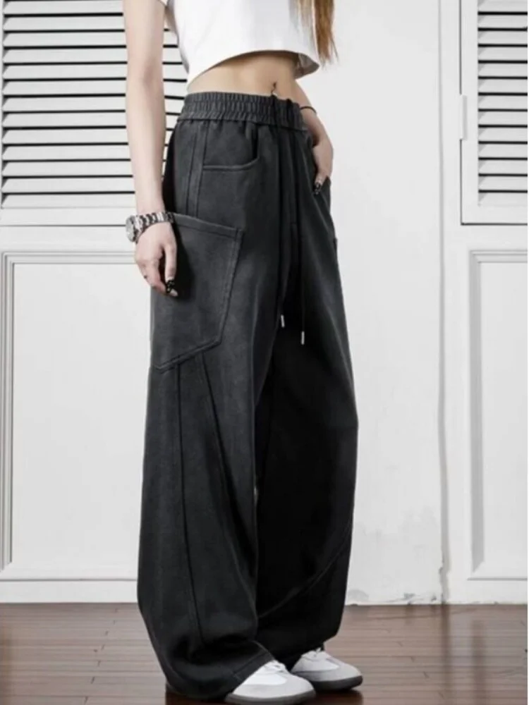 

Мужские винтажные брюки Waed из плотной ткани, прямого кроя, с широкими штанинами, в американском стиле, повседневные, весна-осень