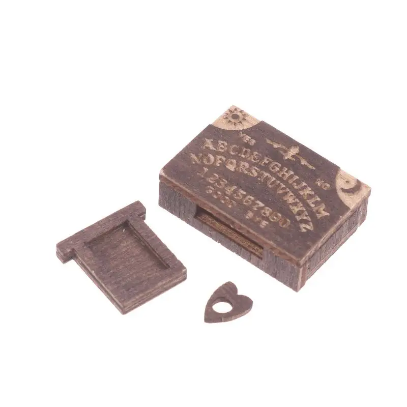 [Retro Mini Wooden Ouija Board With Drawer Miniature Spirit Board Micro Landscape Scene Ornament Home Desktop Decoration]