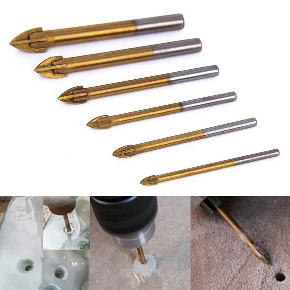 Cross Spear Point Head คาร์ไบด์แก้วเจาะบิตเหมาะสําหรับไม้คอนกรีตพลาสติกสําหรับอายุการใช้งานและความแม่นยําของผนัง