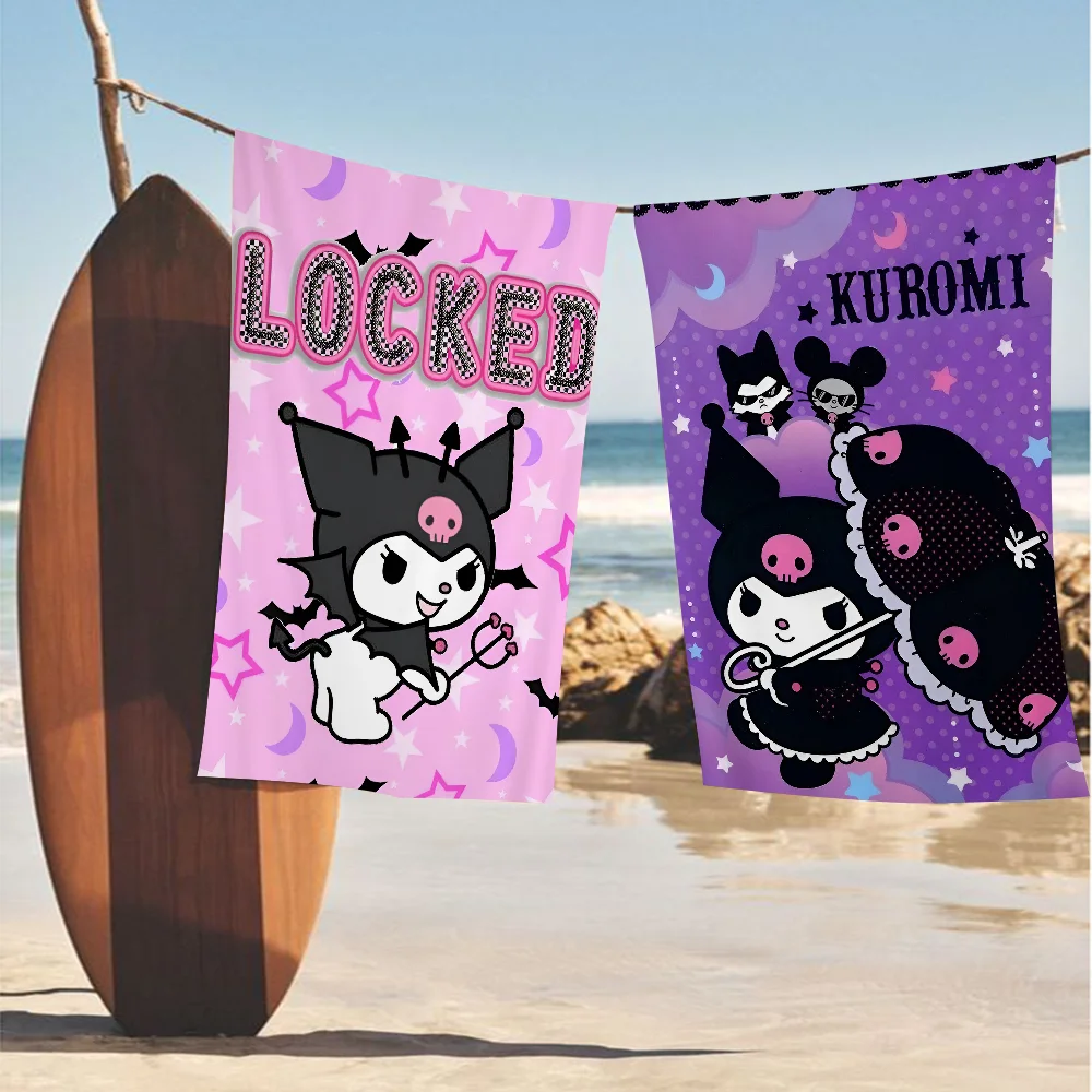 Melody K-Kuromi Beach Towel Colorful Bath Towels For Girl Microfiber Quick Dry Custom Sand Free Beach Yoga Spa Gym Pool