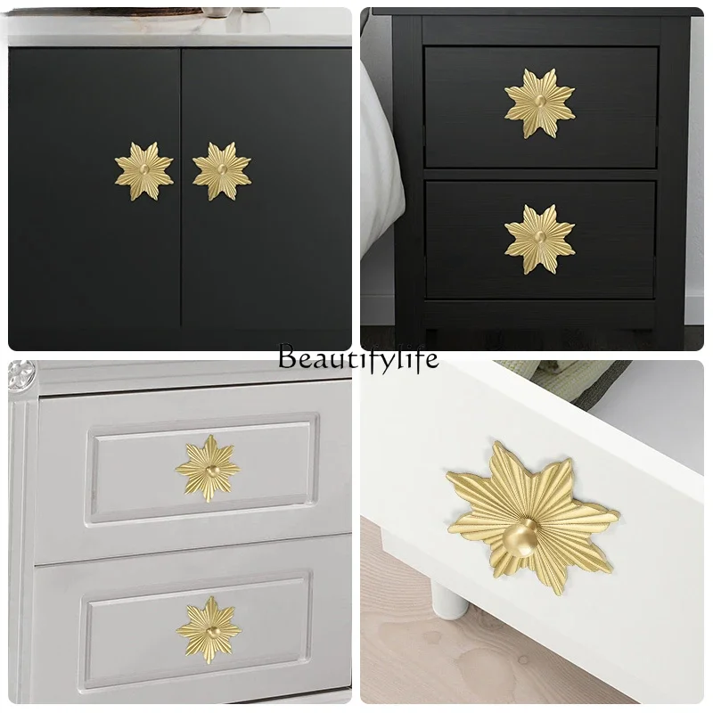 New Chinese Style Handle Cabinet Door Antique Cabinet Retro Large Maple Leaf Drawer Golden Door Handle