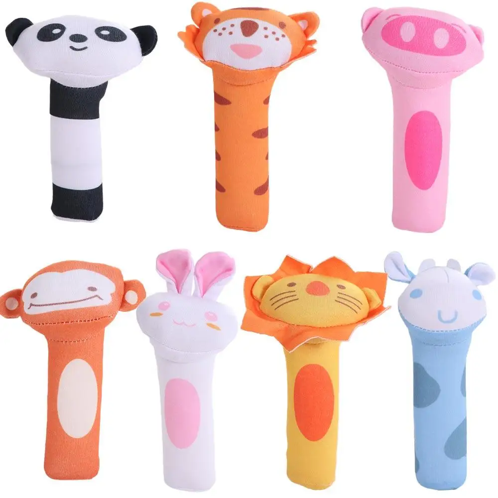 

Polyester Cartoon Animal Hand Bell Rattle Rabbit Tiger Monkey Soft Animal Handbells Rattles Ins Giraffe Panda Plush Baby Rattle