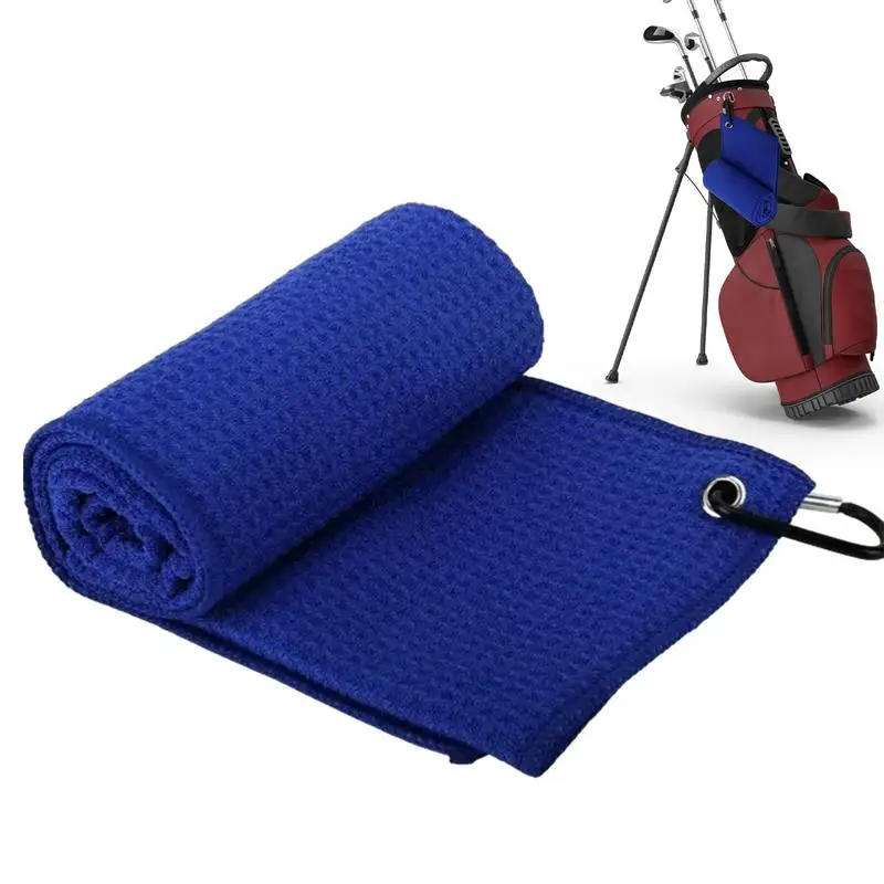 

Golf Bag Towel Waffle Pattern Golf Rag Thick Fabric Golf Cleaning Towel Golf Ball Cleaner And Club Cleaning Tool With Clip For