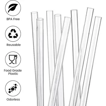 Náhradní brčka pro Stanley Cup Tumbler o objemu 40 oz, balení 12 průhledných opakovaně použitelných plastových brček, 2 kartáčky na brčka, pro Stanley Cup 8 nejlepší prodej Brčko Stanley Tumbler - №2