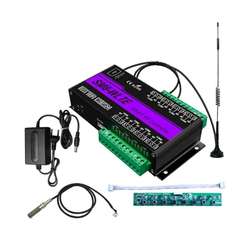 Promotion Day SMS GSM 4G LTE 8 Channel Relay ON/OFF Switch For Gate Opener Motor Control SM8-WLTE APP Remote Controller EU Plug