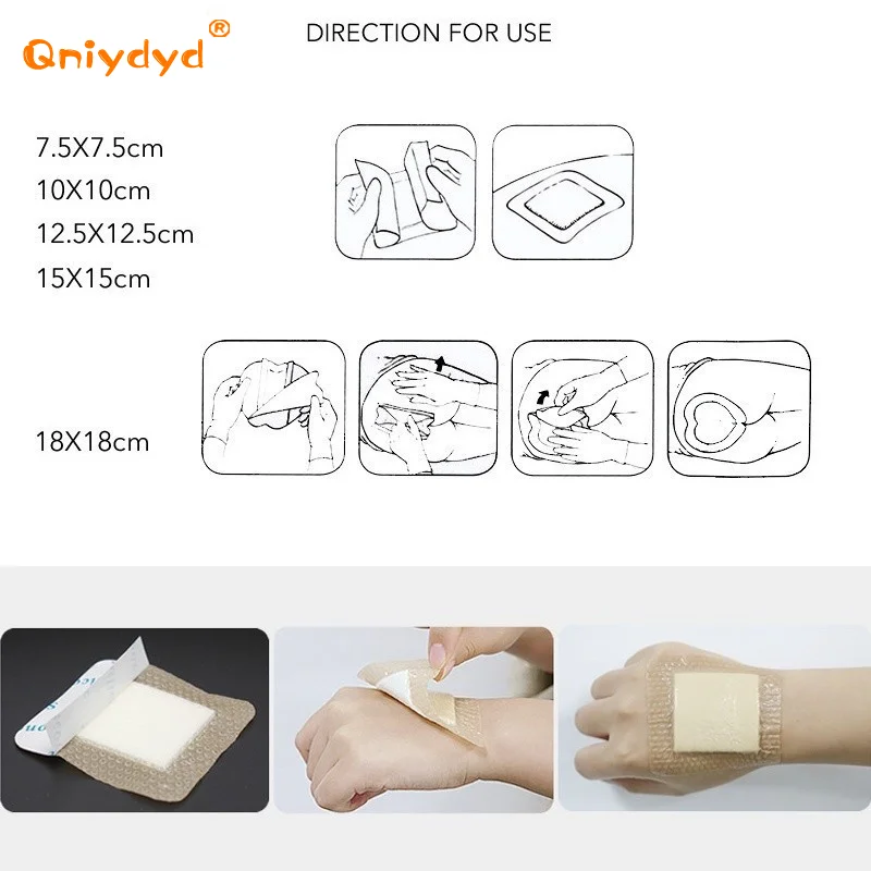 5 Sizes of Bordered Adhesive Dressing Pad Waterproof Silicone Gel Dressings for Bedsores Sacrococcygeal Buttock Wound