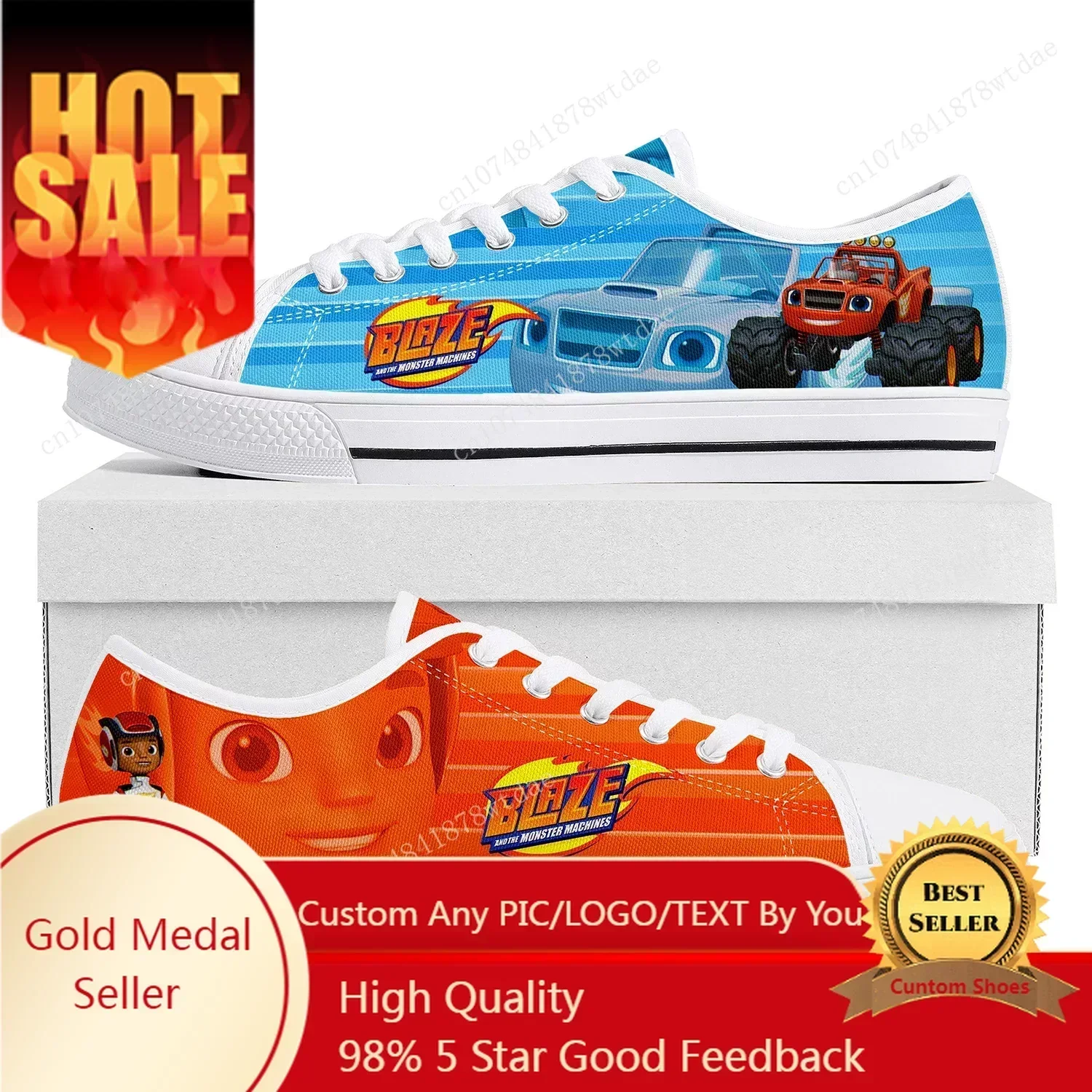 Blaze And The Monster Machines Low Top Sneakers Womens Mens High Quality Canvas Sneaker Couple Manga Custom Made Shoes