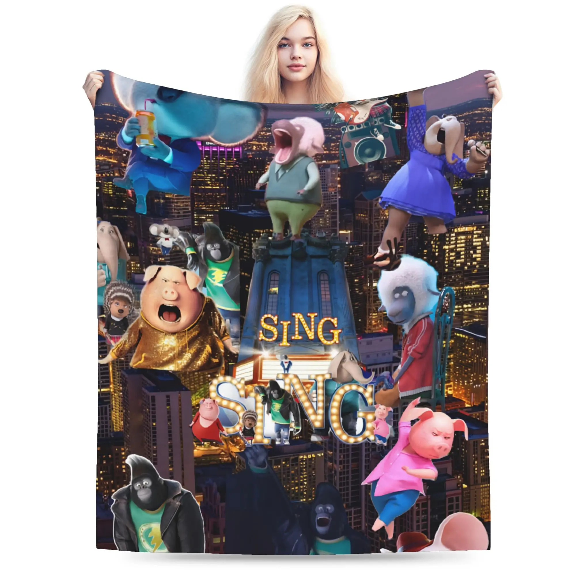 Sing 2 Movie Blanket Cozy Soft  Throw Blankets for Couch 50x60 Inch Multi-size Bedspreads