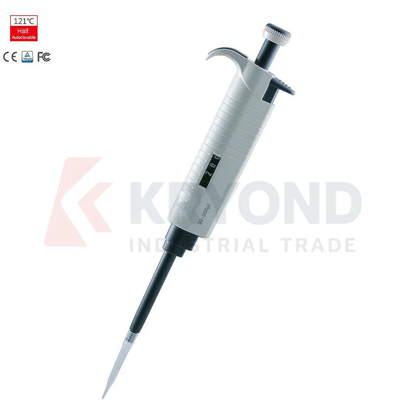 Micropipette Ejector Single Channel Adjustable Pipettor Half Autoclavable 121°C Laboratory Pipette