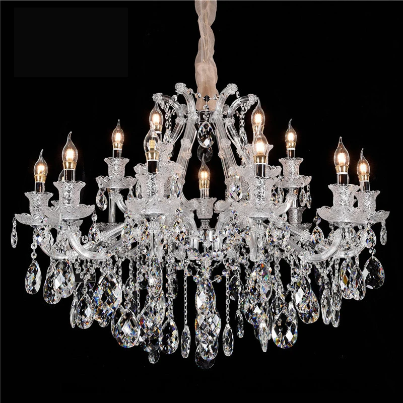 

MEEROSEE Crystal Chandelier Light Luxury Hanging Lamparas Lustre Lighting Fixture Maria Theresa Luminaires Foyer Living Room