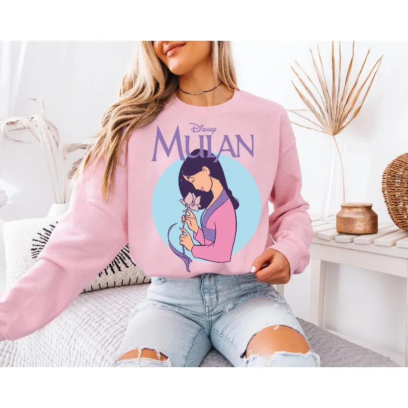 جديد لخريف وشتاء 2025 للسيدات من ديزني لاند مولان رياضي رومانسي مزدوج الجوانب بقلنسوة للرجال والنساء ملابس خروج عصرية غير رسمية