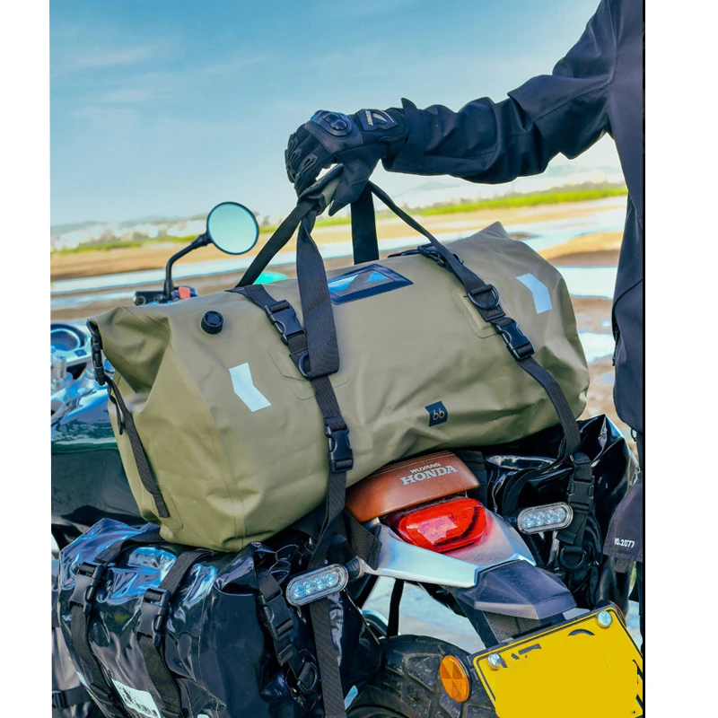 Motorcycle Waterproof Tail Bag Travel Outdoor Dry Luggage Roll Pack Bag40/66 Motorbike Luggage Backpack Motorcycle Seat Bag