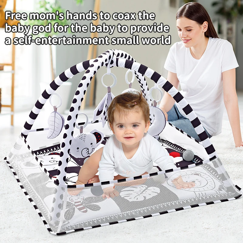 Newborn Fitness Frame Multifunctional Game Mat Cartoon Pattern Early Enlightenment Baby Play Mat Children's Playpen Toys Infant
