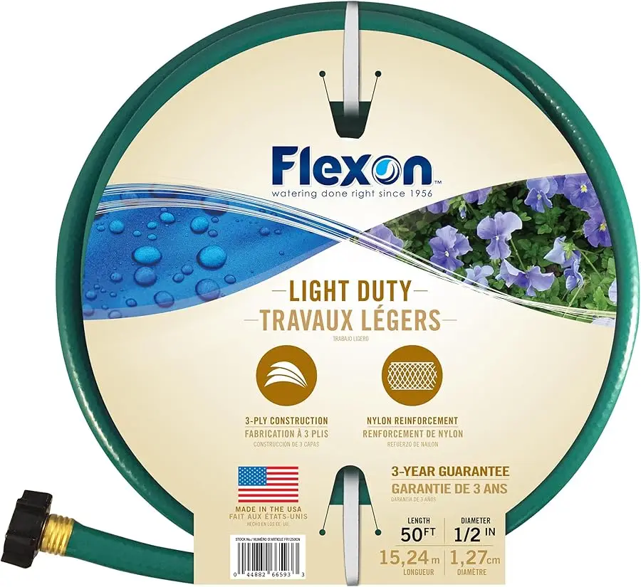 

Усиленный садовый шланг размером 1/2 дюйма на 50 футов FR1250, зеленый (5 шт. в упаковке)