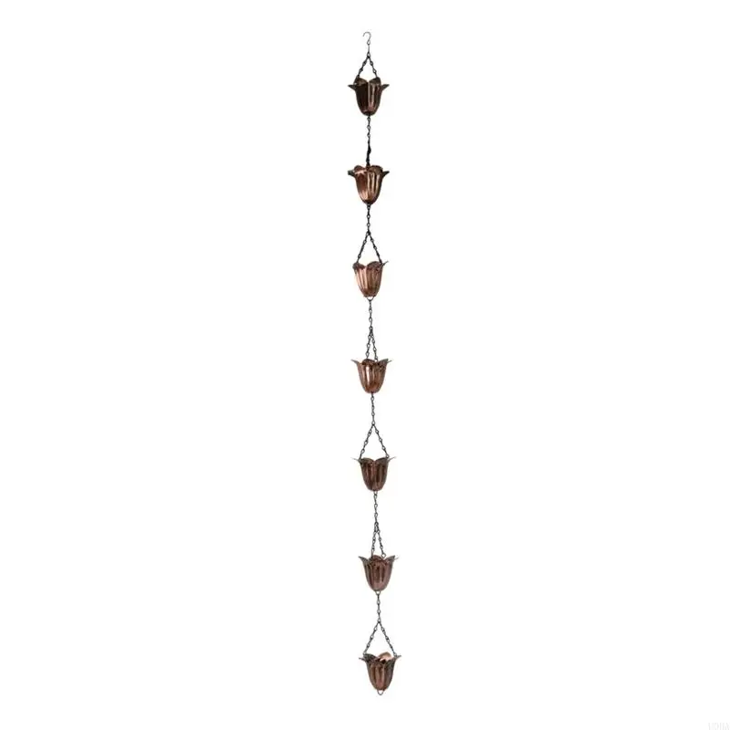  Exquisite Iron Rain Chain with Flower Pattern Rusts Proof Iron Rainwater Chain for Home Exterior & Manages Rainfalls