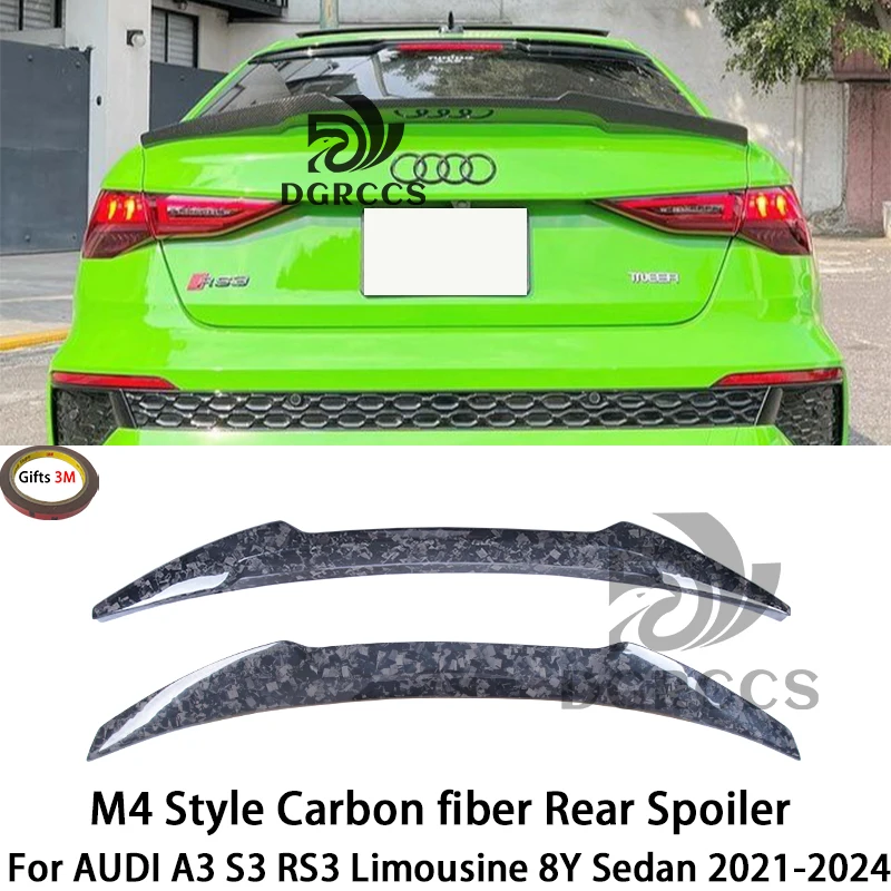 Per AUDI A3 S3 RS3 Limousine 8Y Sedan M4 Style Spoiler posteriore tronco ala 2021-2024 carbonio forgiato a nido d\'ape fibra di carbonio FRP