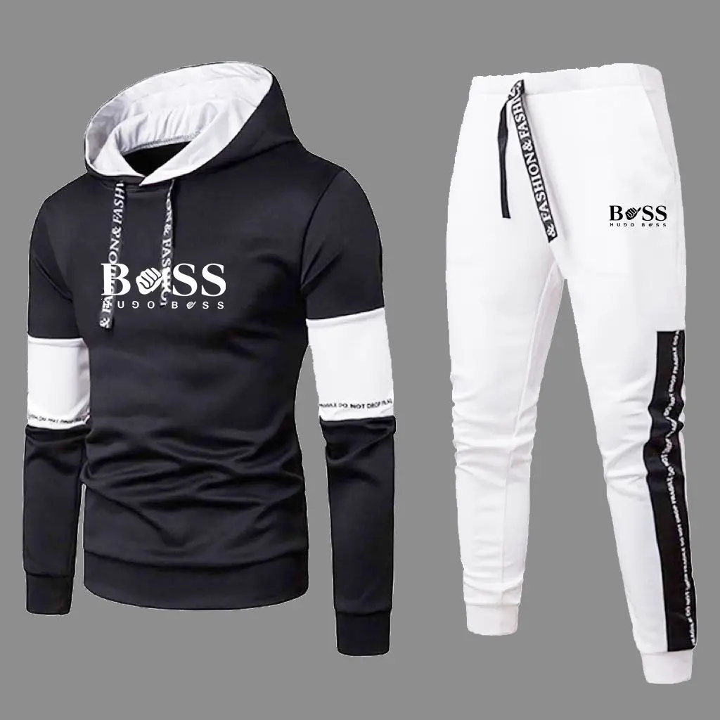 2024 Men\'s Spring and Autumn Luxury Brand Printed Sports Set Casual High Quality Hoodie Pullover+Pants 2-piece Men\'s Fashion Set