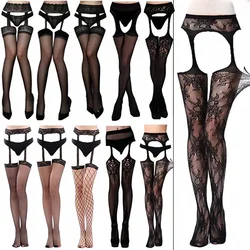 Collants résille grande taille pour femmes, porte-jarretelles, bas de cuisse hauts, collants à bretelles chauds sexy, chaussettes d'été