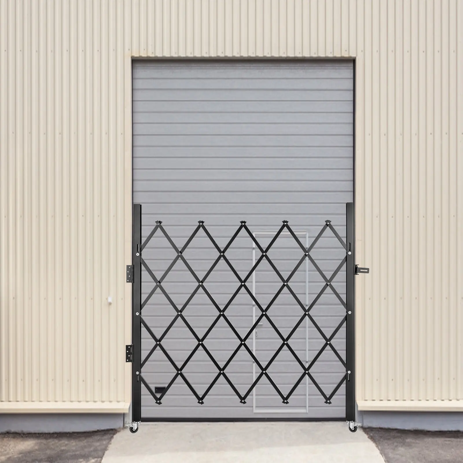 Single Folding Security Gate, 5.1'H X 5.9'W Folding Door Gate, Steel Accordion Security Gate, Flexible Expanding Security Gate,