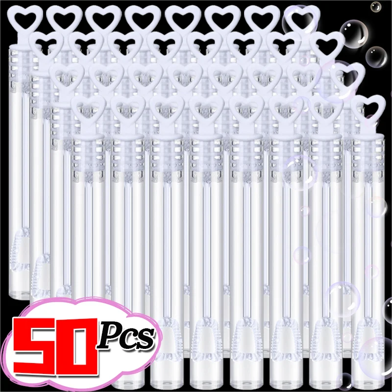 10/50PCS Bubble Soap Bottles Mini Love Heart Shape Tube Bubble Wand Wedding Gifts for Guests Birthday Party Decorations Kid Toys