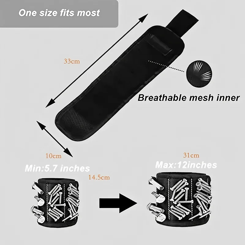 Strong Magnetic Wristband for Holding Screws, Nails, Drilling Bits, Wrist Tool Holder Belts with Magnets, Powerful Tools in Life - view 4