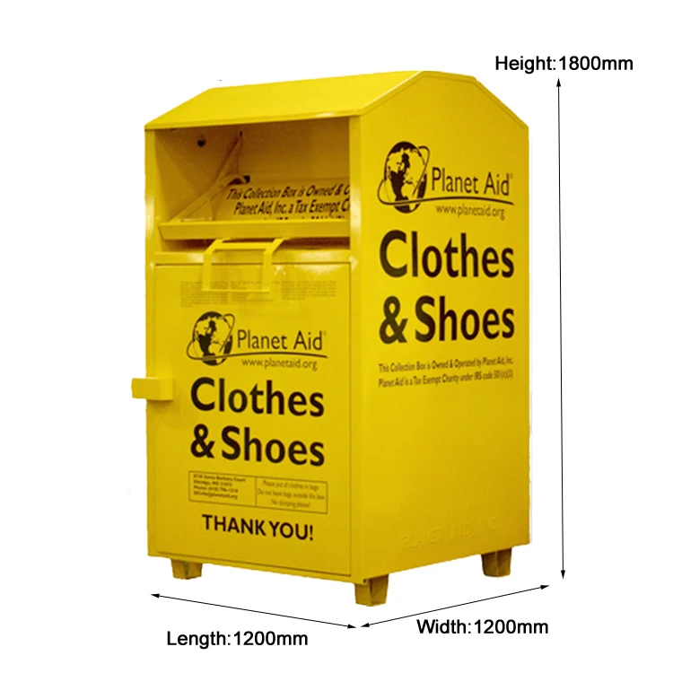 Outdoor Metal Clothing&Shoes Drop Box Steel Charity Donation Center Used Book Clothing Donating Drop-Off recycling Bins