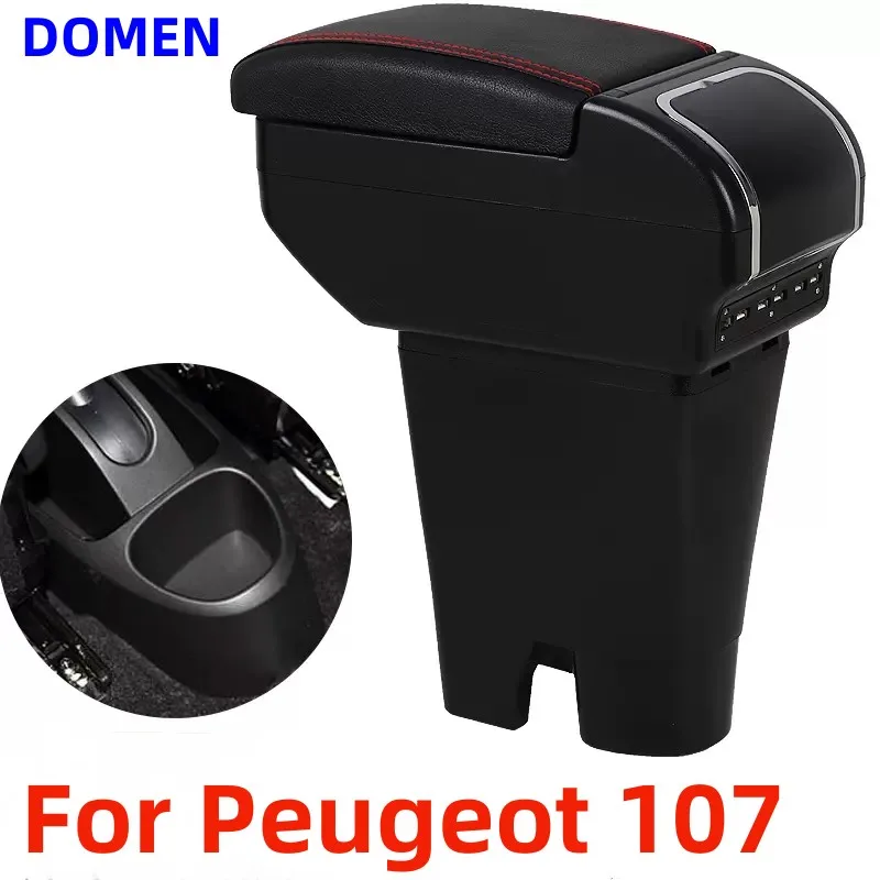 

Подлокотник для Peugeot 107 для Citroen C1 Toyota Aygo BJ, Большая вместительная двухслойная коробка с USB-зарядкой