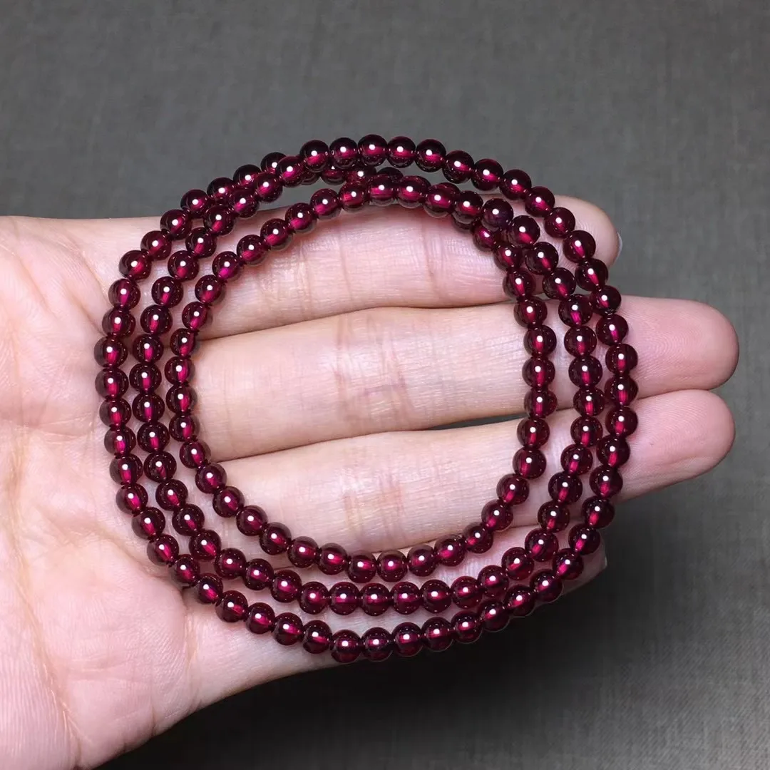 4mm Natural Red Garnet Bracelet Jewelry For Women Man Healing Luck Love Gift Beads Stone Crystal Energy Gemstone Strands AAAAA