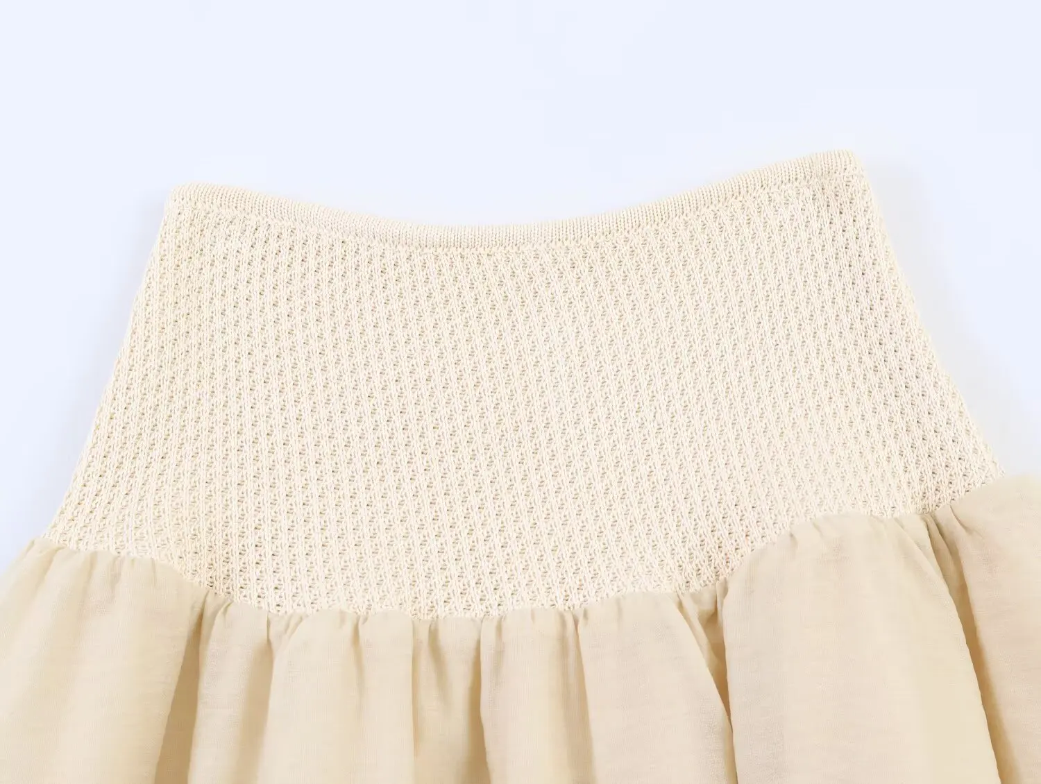 Elegant Knitted Patchwork High Waist Midi Skirt Comfortable Casual Polyester Blend Breezy Summer Commute Style for Young Women