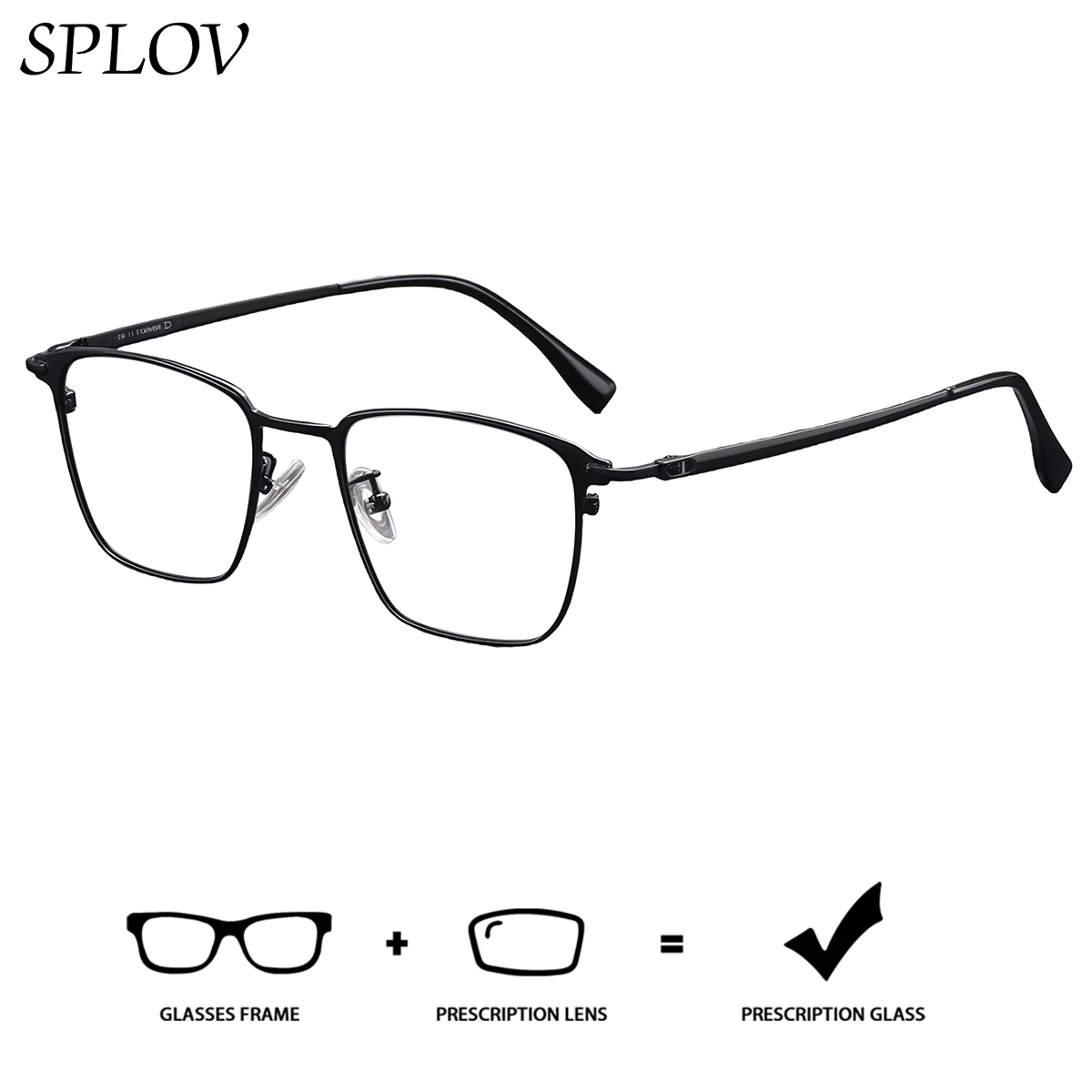 SPLOV Ultra Light Pure Titanium Prescription Glasses Customized HD Anti Blue Light Progressive Lens Classic Rectangular Glasses