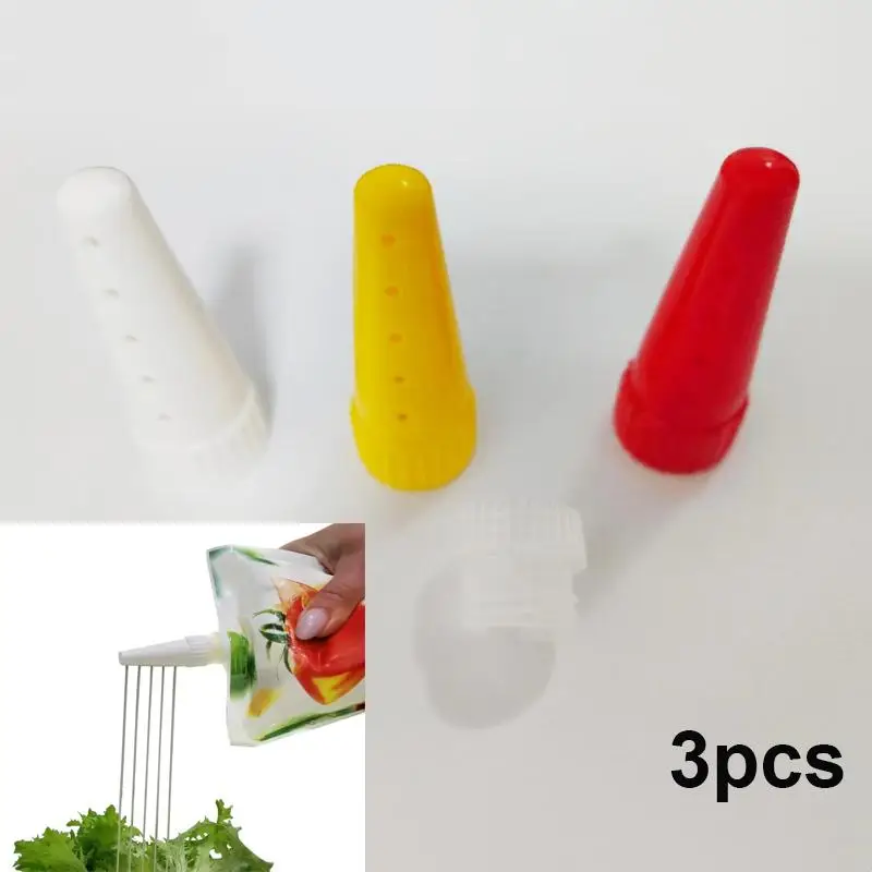 【H】3Pcs/Set Kitchen Ketchup Squeeze Bottle Plastic Syrup Dispenser For Ketchup/Salad/BBQ Sauce Squeeze Bottle Nozzle Accessories