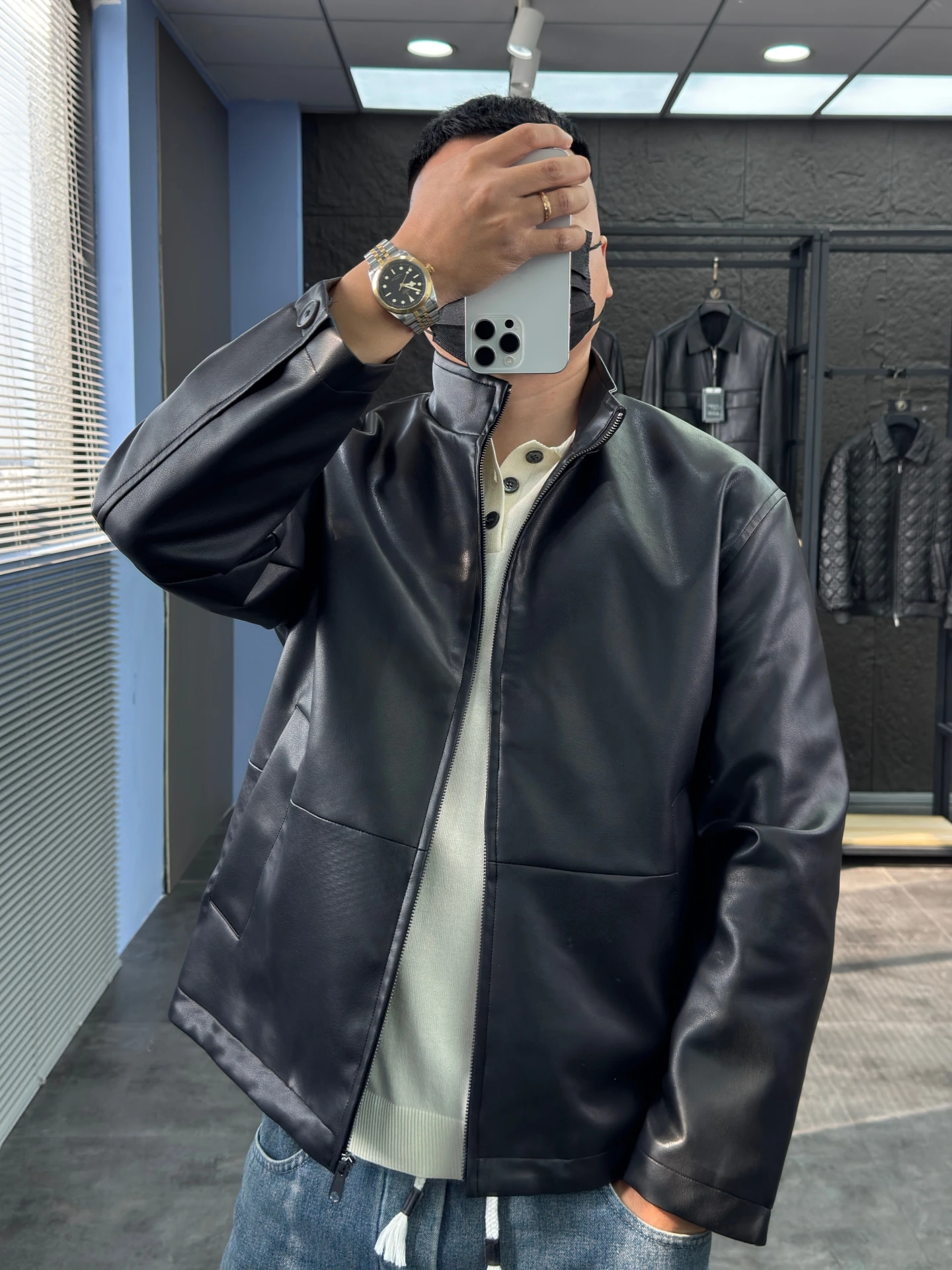 

Svip 800 Eco Leather Jaet Men's Stand Collar Waterproof Comfortable Casual PU Leather Coat Spring New Sle Windproof Brea...