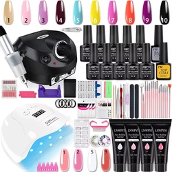 Nail Extension Gel Set With LED Nail Lamp Quick Extend Mold Nail Gel Kit And Nail Drill  Base&Top Coat Gel Polish Nail Tools Set