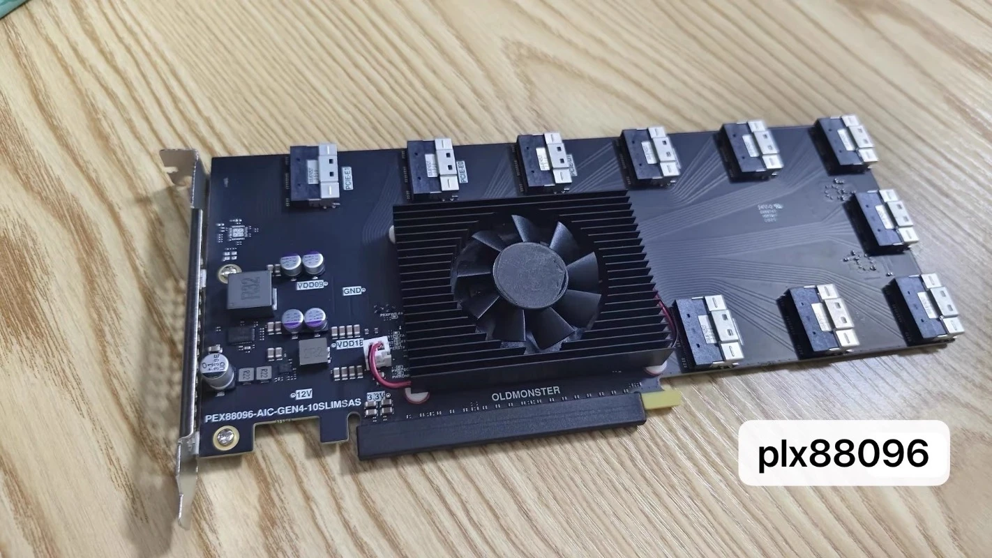 

PLX88096 Expansion Card PCIE4.0 Interface for SFF-8654-8i Using AB Crossover Cable Connection