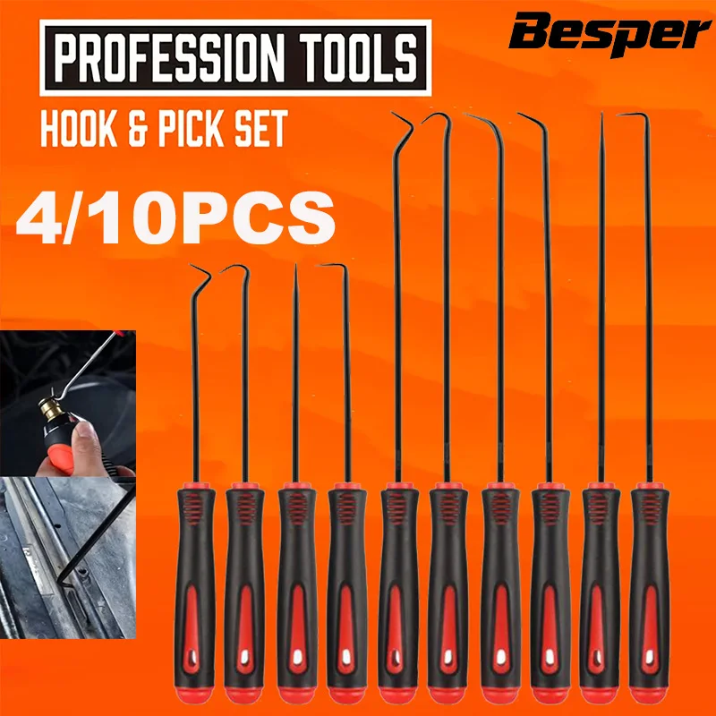 Juego de ganchos y recogedor de 4 Uds./10 Uds., juego de ganchos automotrices de precisión, sello de aceite para coche/junta de sellado de junta tórica, Mini extractor de ganchos de precisión