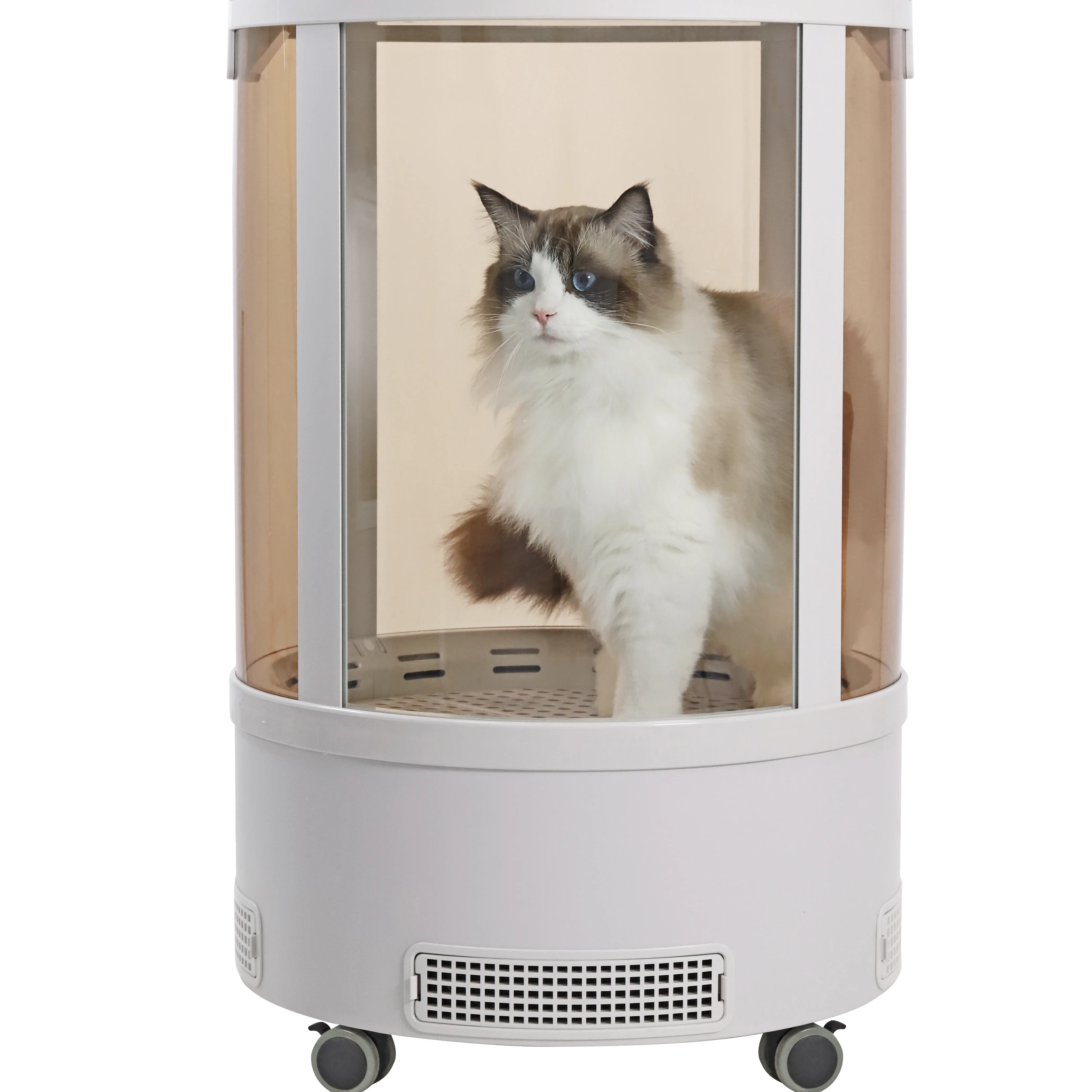 TD-909R Aesthetic Round Cylinder Pet Drying Cabinet Constant Temperature Pet Hair Dryer for Small Animals Grooming Pet Shop Lab